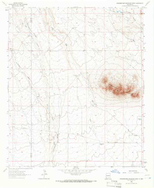 Classic USGS Grandmother Mountain West New Mexico 7.5'x7.5' Topo Map Image