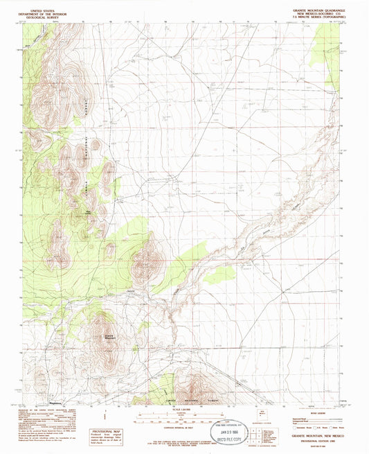 Classic USGS Granite Mountain New Mexico 7.5'x7.5' Topo Map Image