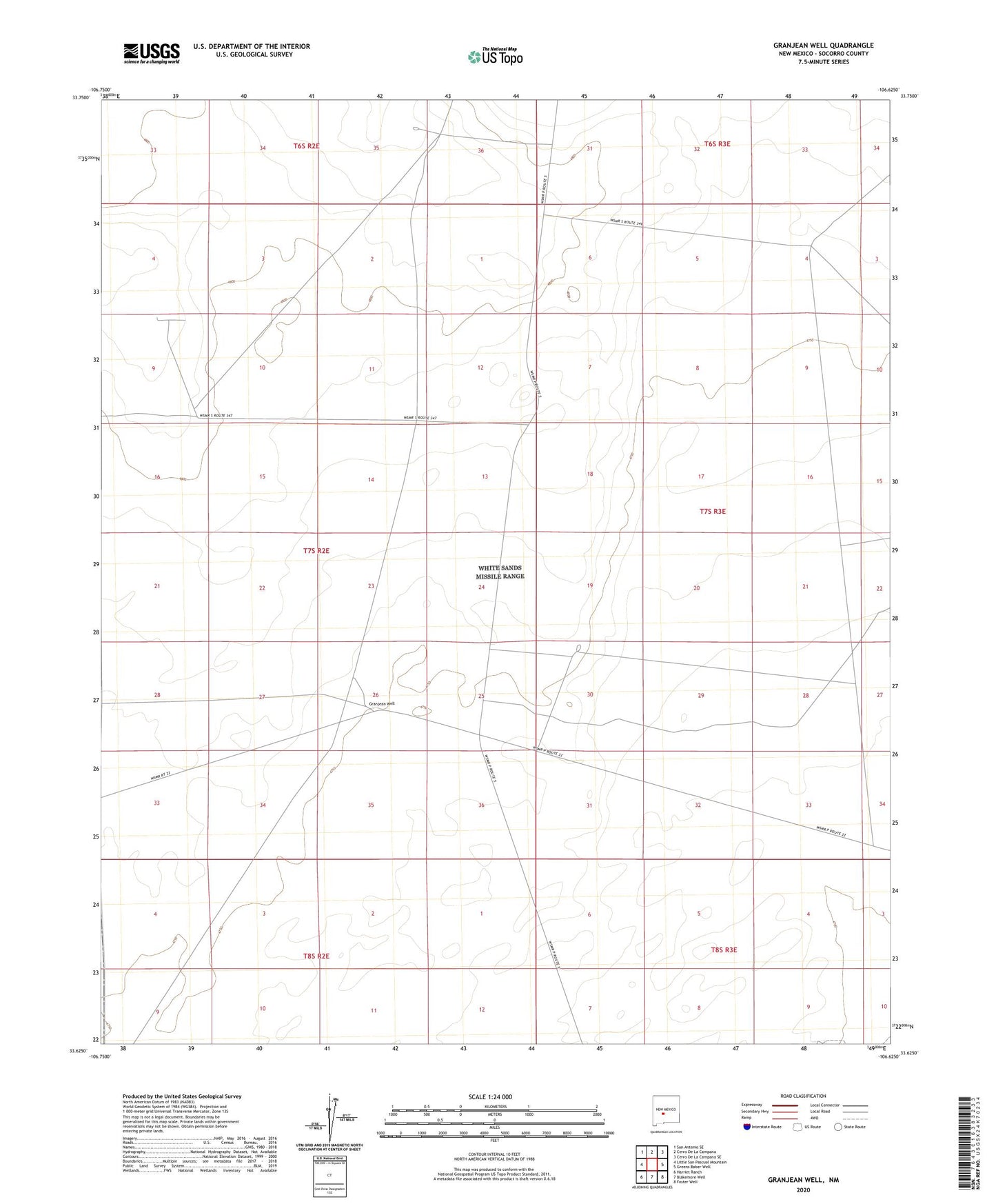 Granjean Well New Mexico US Topo Map Image