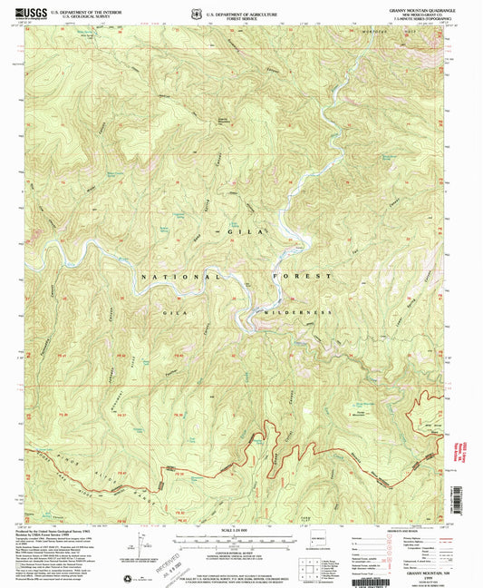 Classic USGS Granny Mountain New Mexico 7.5'x7.5' Topo Map Image