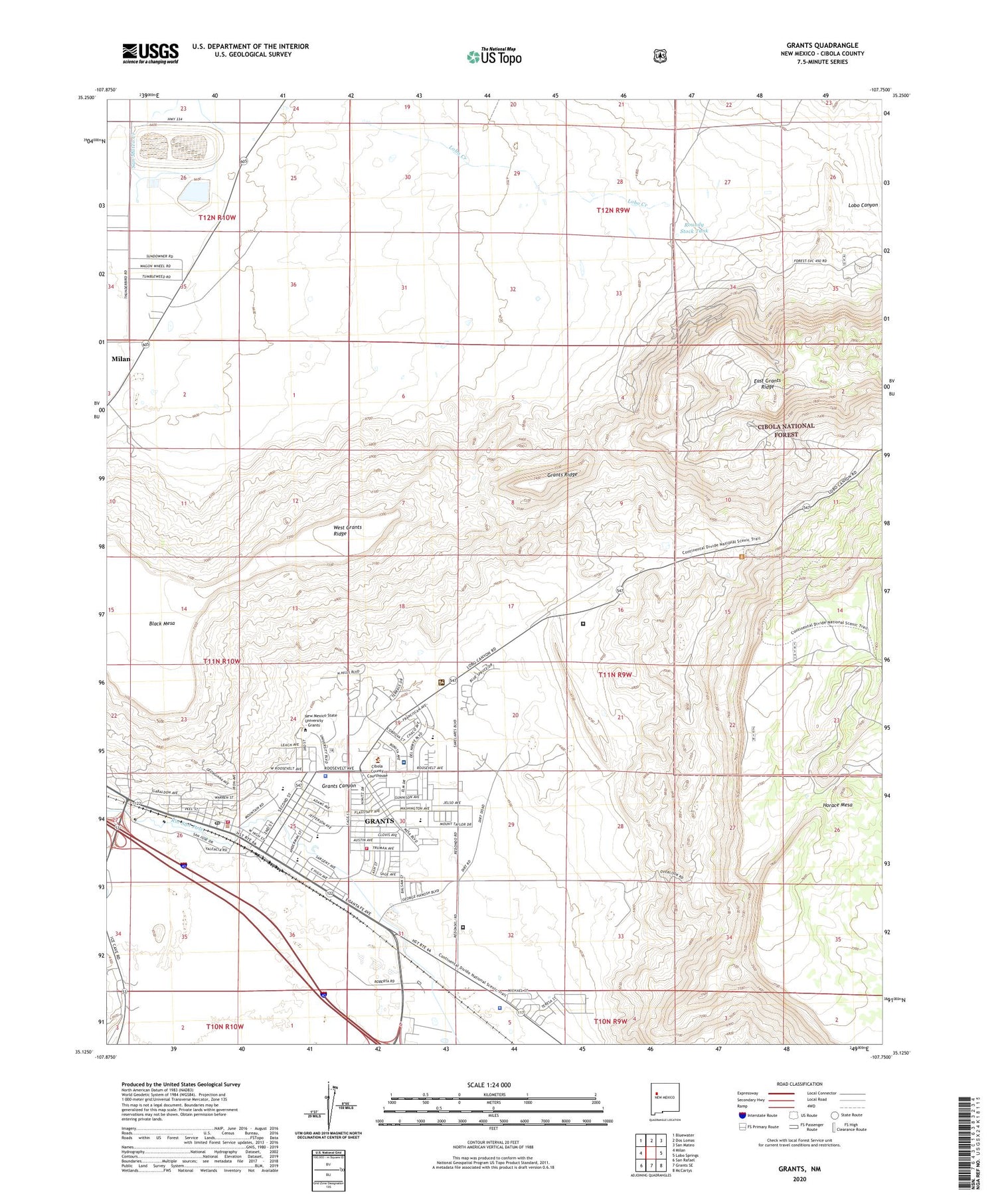 Grants New Mexico US Topo Map Image