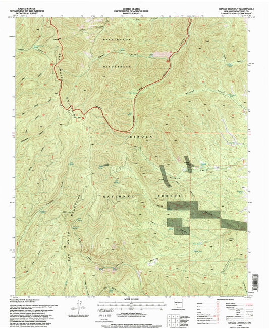 Classic USGS Grassy Lookout New Mexico 7.5'x7.5' Topo Map Image