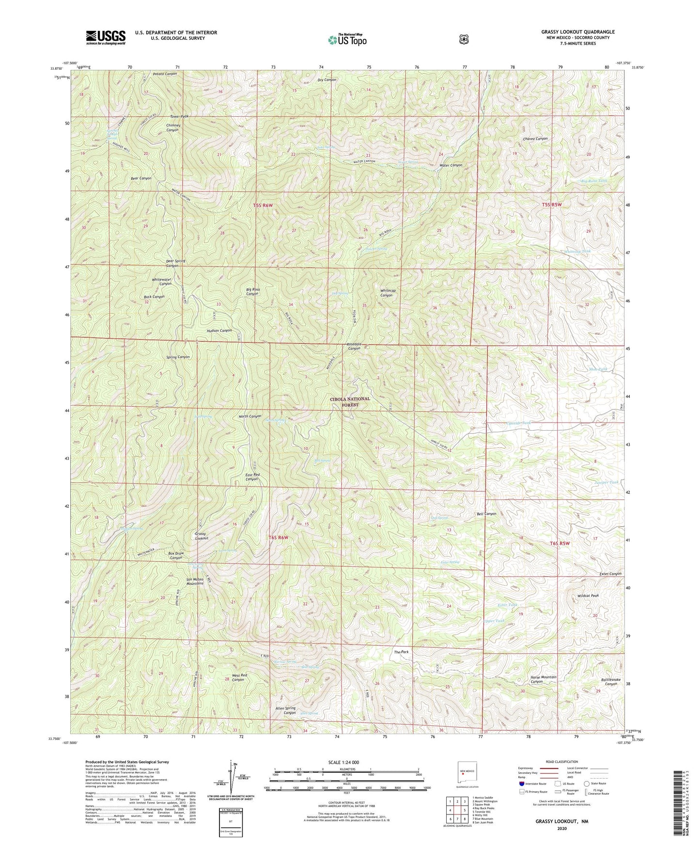 Grassy Lookout New Mexico US Topo Map Image