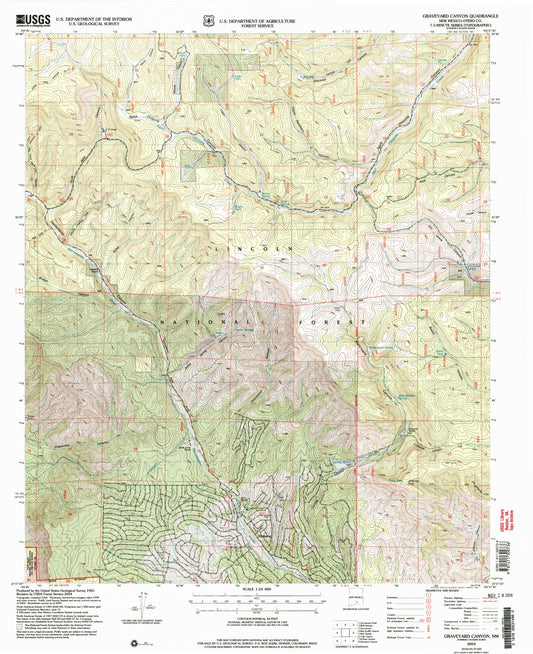 Classic USGS Graveyard Canyon New Mexico 7.5'x7.5' Topo Map Image