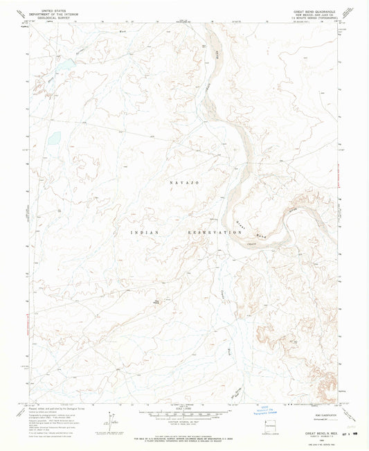 Classic USGS Great Bend New Mexico 7.5'x7.5' Topo Map Image