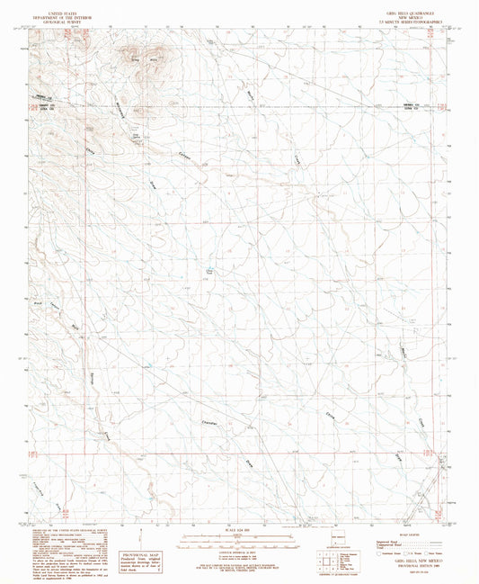Classic USGS Greg Hills New Mexico 7.5'x7.5' Topo Map Image