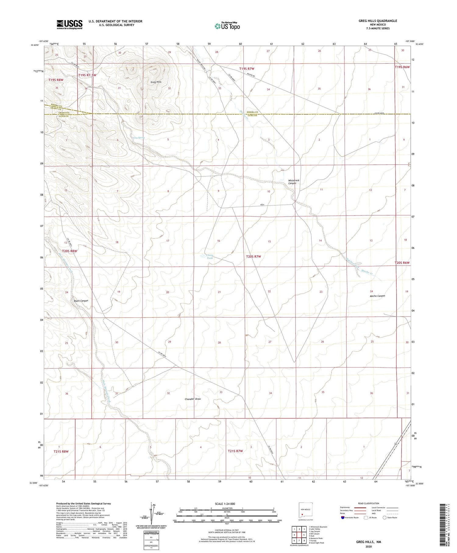 Greg Hills New Mexico US Topo Map Image