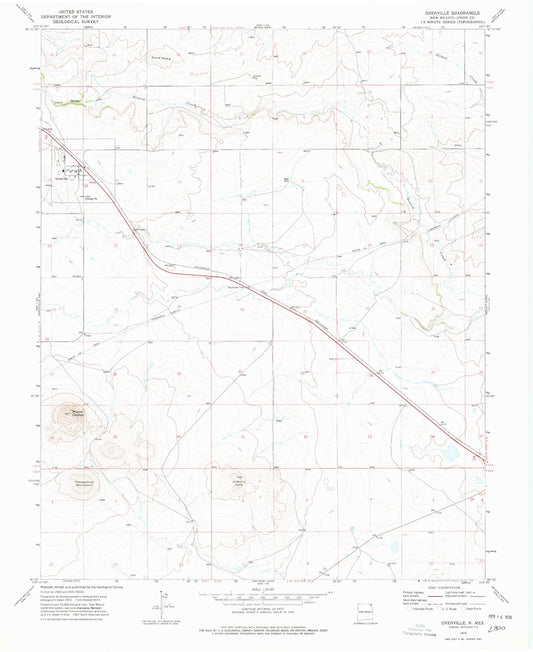 Classic USGS Grenville New Mexico 7.5'x7.5' Topo Map Image