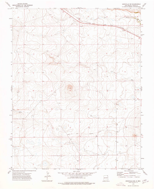 Classic USGS Grenville SW New Mexico 7.5'x7.5' Topo Map Image