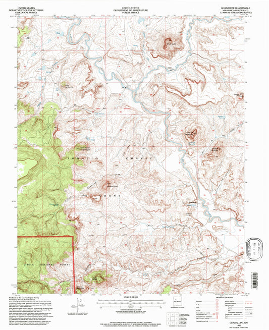 Classic USGS Guadalupe New Mexico 7.5'x7.5' Topo Map Image