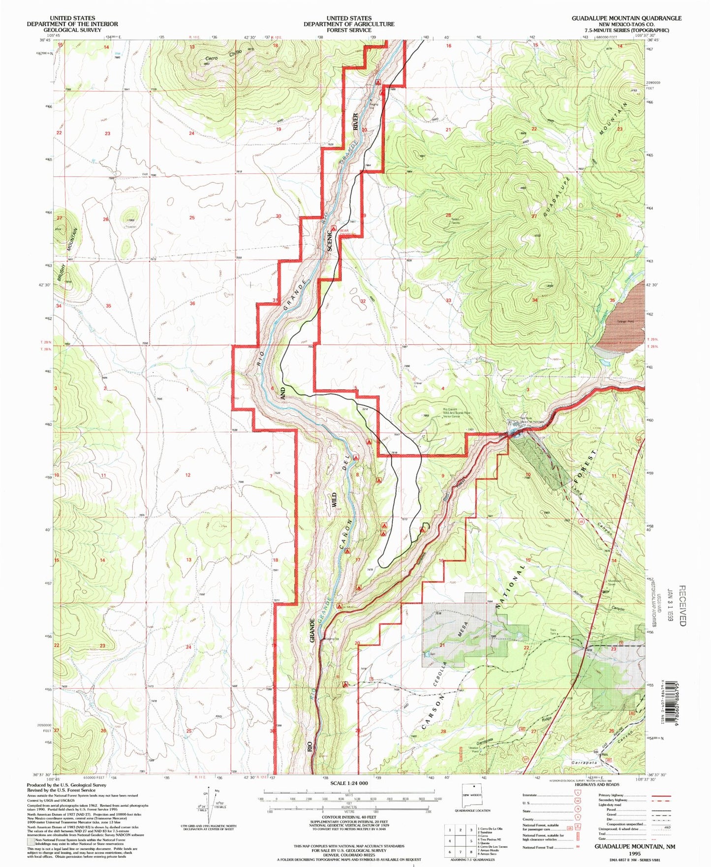 Classic USGS Guadalupe Mountain New Mexico 7.5'x7.5' Topo Map Image