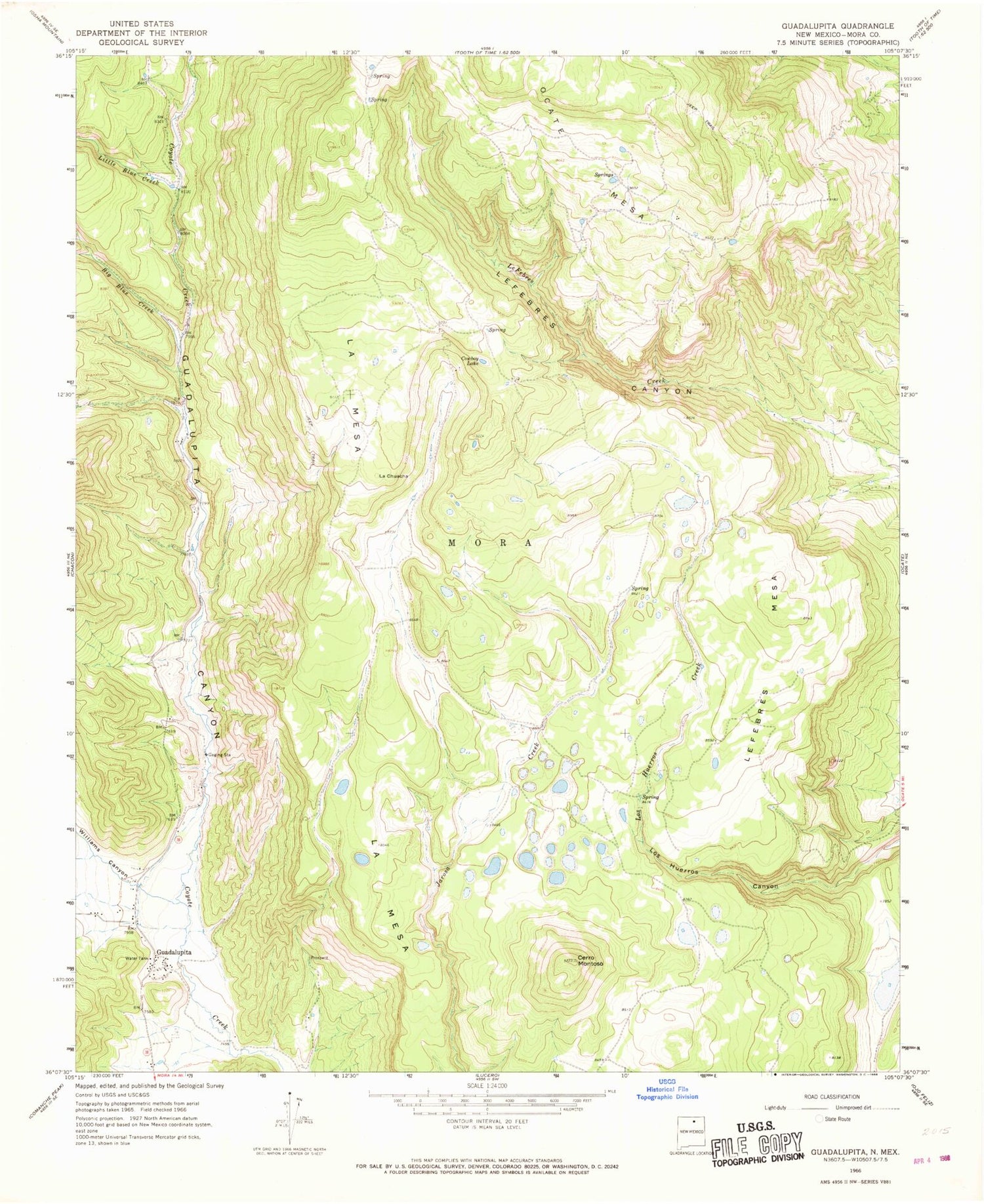 Classic USGS Guadalupita New Mexico 7.5'x7.5' Topo Map Image