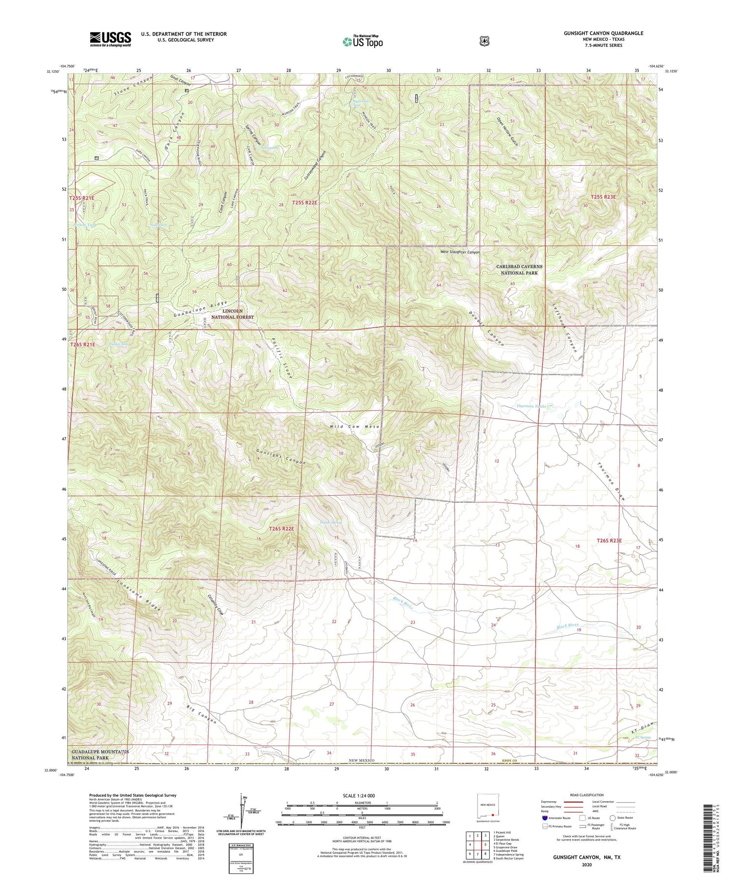 Gunsight Canyon New Mexico US Topo Map Image
