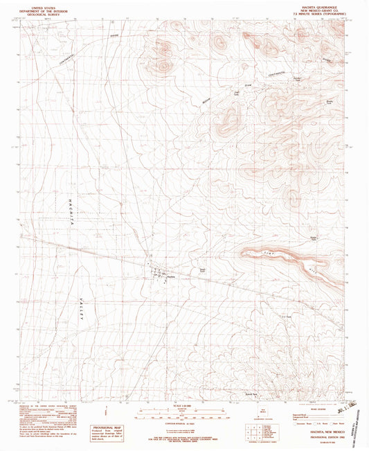 Classic USGS Hachita New Mexico 7.5'x7.5' Topo Map Image