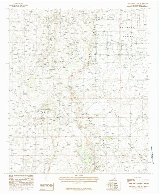 Classic USGS Hackberry Lake New Mexico 7.5'x7.5' Topo Map Image