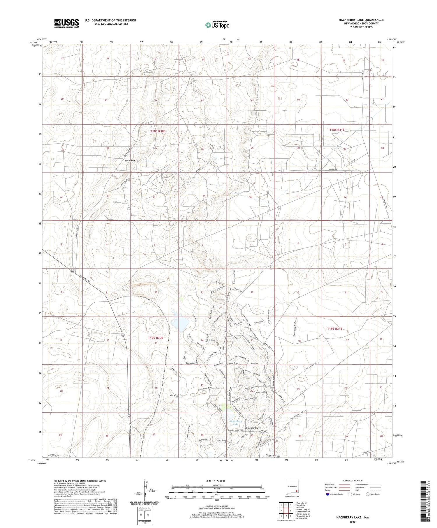 Hackberry Lake New Mexico US Topo Map Image