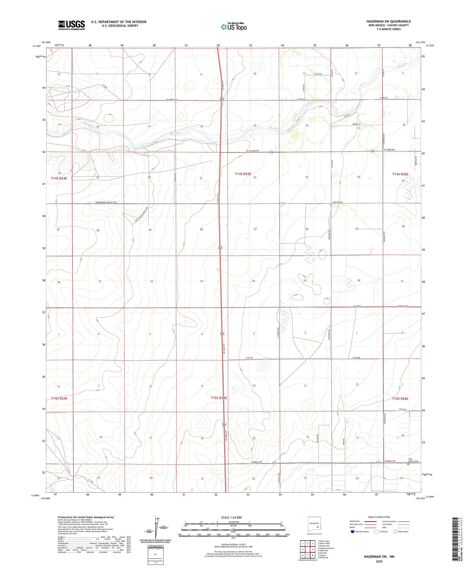 Hagerman SW New Mexico US Topo Map Image