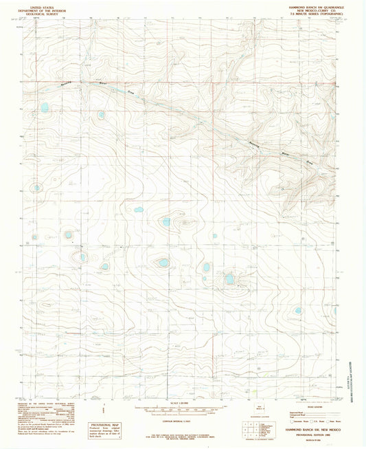 Classic USGS Hammond Ranch SW New Mexico 7.5'x7.5' Topo Map Image