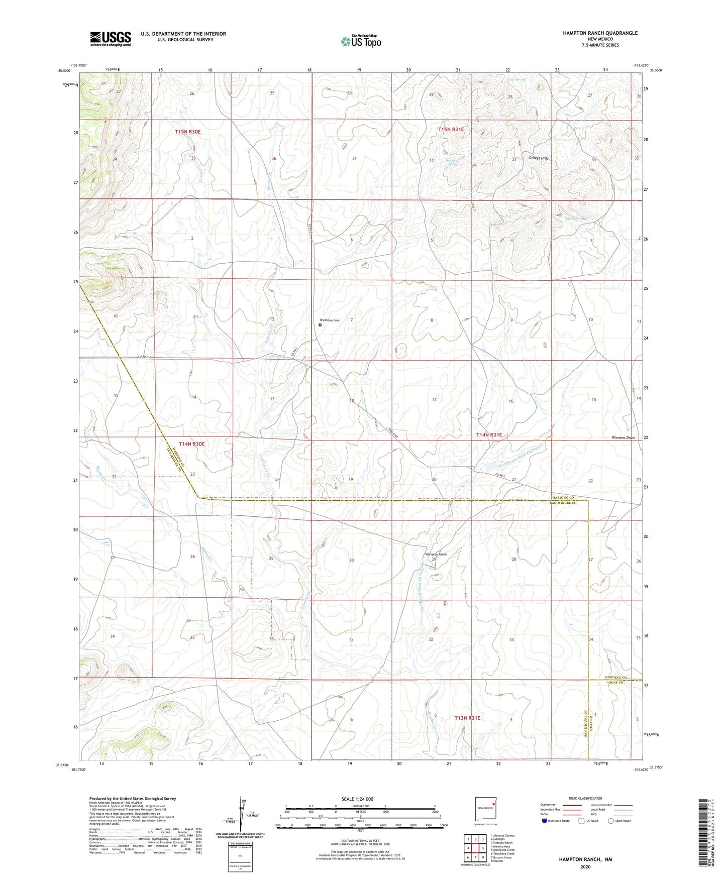 Hampton Ranch New Mexico US Topo Map Image