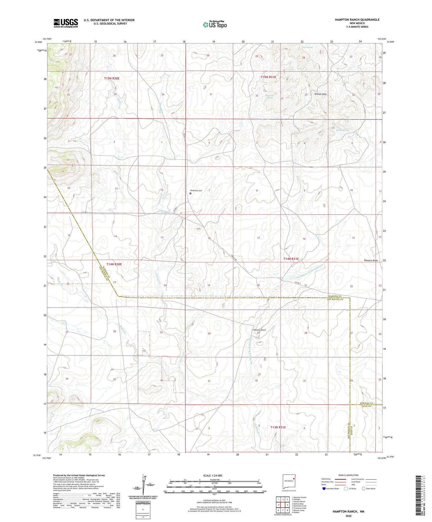 Hampton Ranch New Mexico US Topo Map Image
