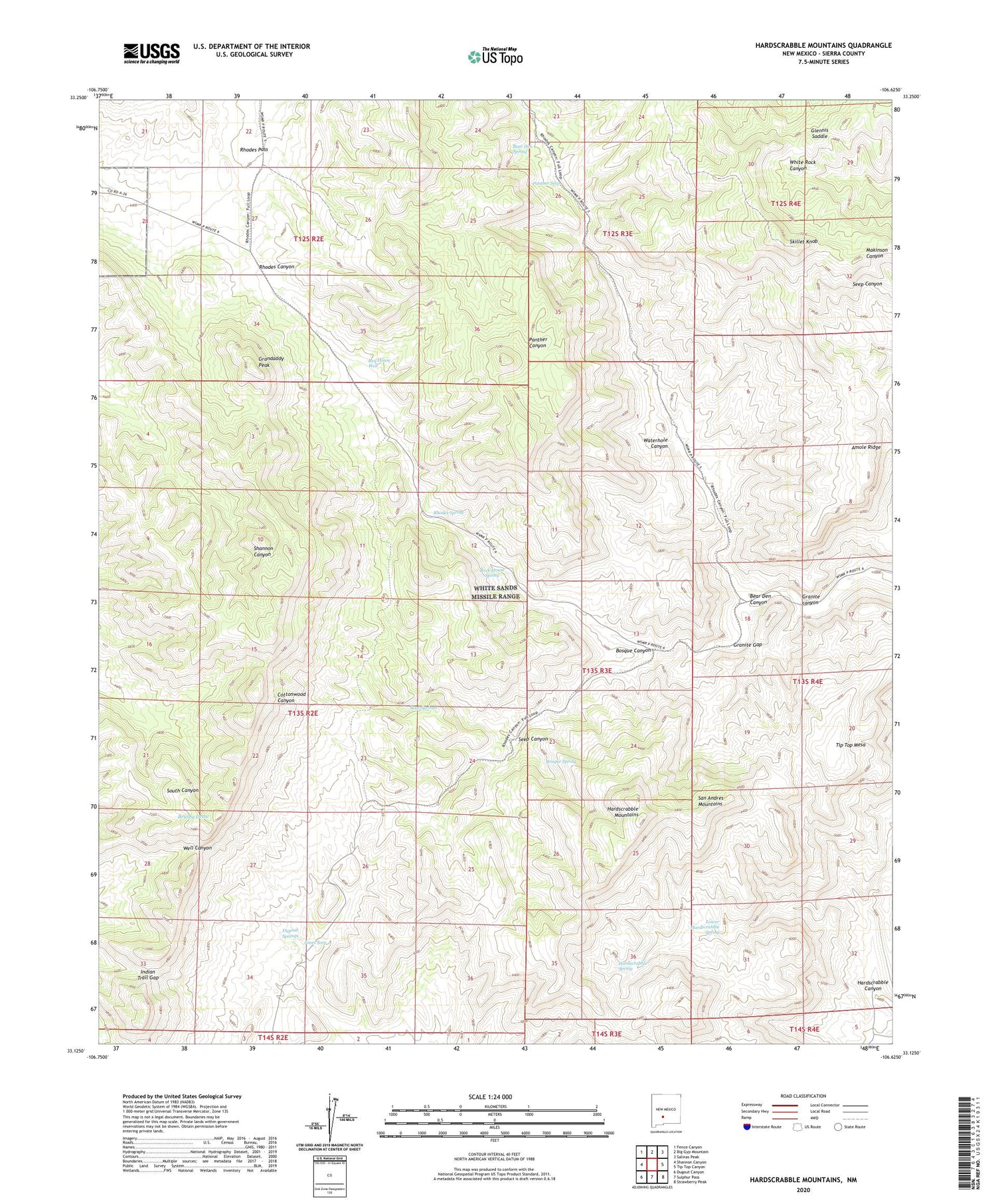 Hardscrabble Mountains New Mexico US Topo Map Image