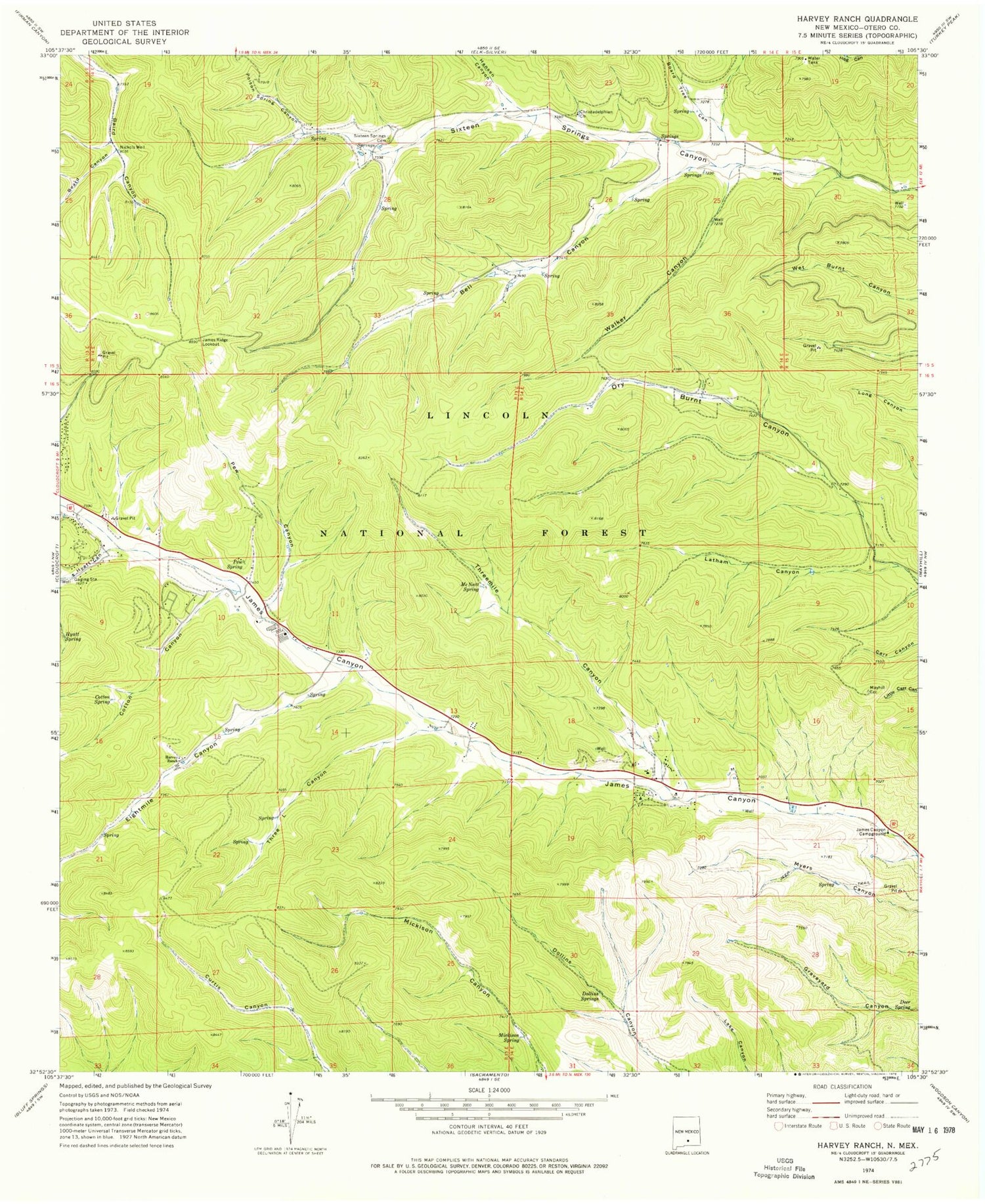 Classic USGS Bell Canyon New Mexico 7.5'x7.5' Topo Map Image