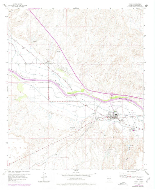 Classic USGS Hatch New Mexico 7.5'x7.5' Topo Map Image
