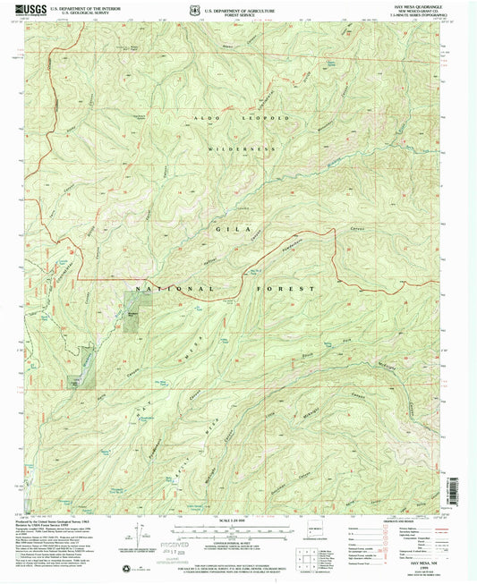 Classic USGS Hay Mesa New Mexico 7.5'x7.5' Topo Map Image