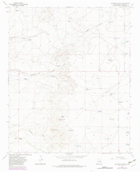 Classic USGS Haystack Butte New Mexico 7.5'x7.5' Topo Map Image