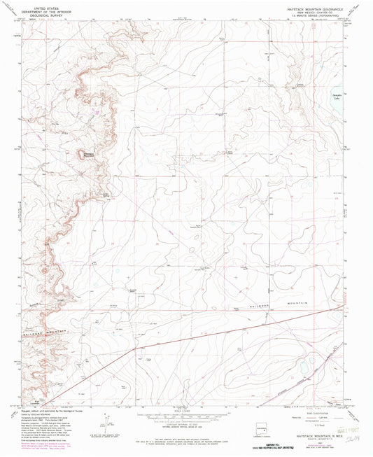 Classic USGS Haystack Mountain New Mexico 7.5'x7.5' Topo Map Image