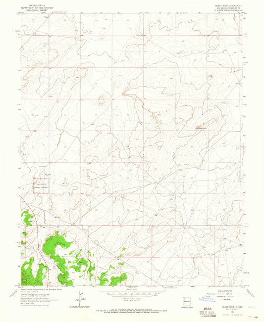 Classic USGS Heart Rock New Mexico 7.5'x7.5' Topo Map Image