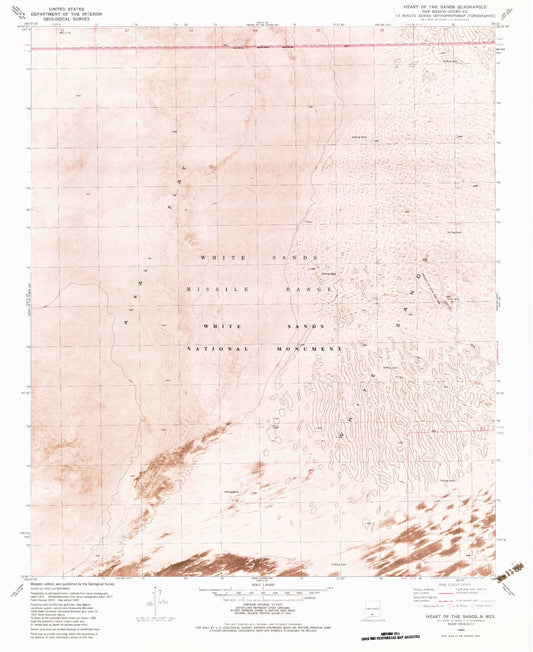 Classic USGS Heart of the Sands New Mexico 7.5'x7.5' Topo Map Image
