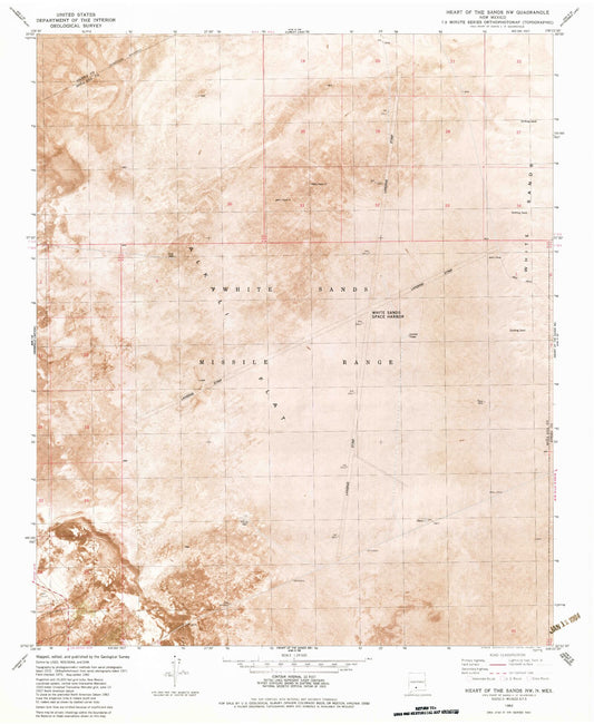 Classic USGS Heart of the Sands NW New Mexico 7.5'x7.5' Topo Map Image