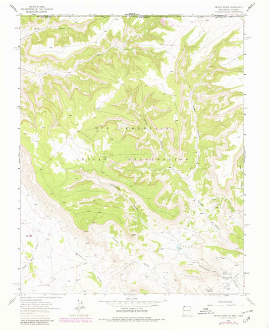 Classic USGS Heifer Point New Mexico 7.5'x7.5' Topo Map Image
