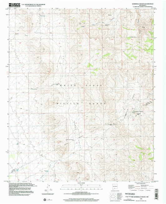 Classic USGS Hembrillo Basin New Mexico 7.5'x7.5' Topo Map Image