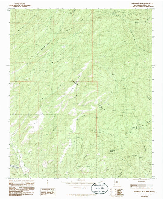 Classic USGS Hendricks Peak New Mexico 7.5'x7.5' Topo Map Image