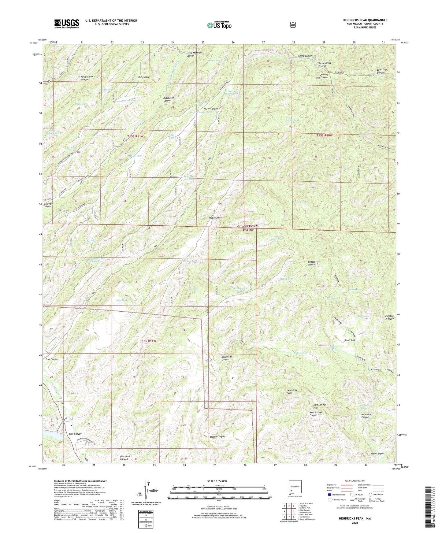 Hendricks Peak New Mexico US Topo Map Image