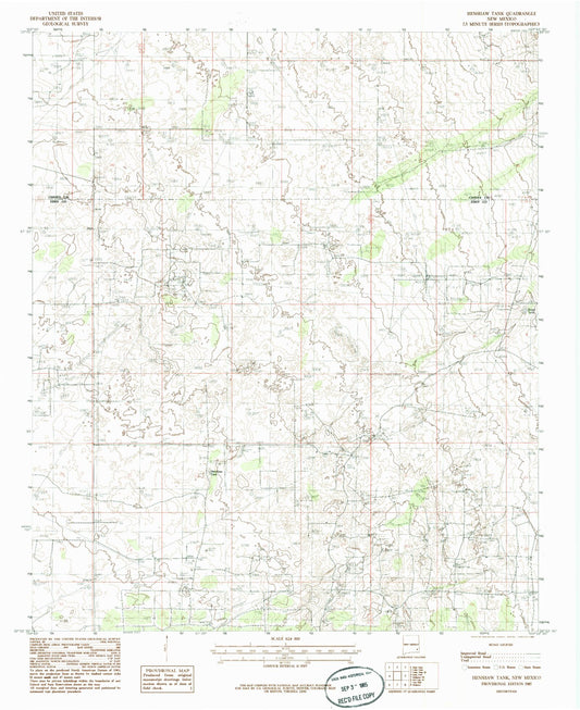 Classic USGS Henshaw Tank New Mexico 7.5'x7.5' Topo Map Image