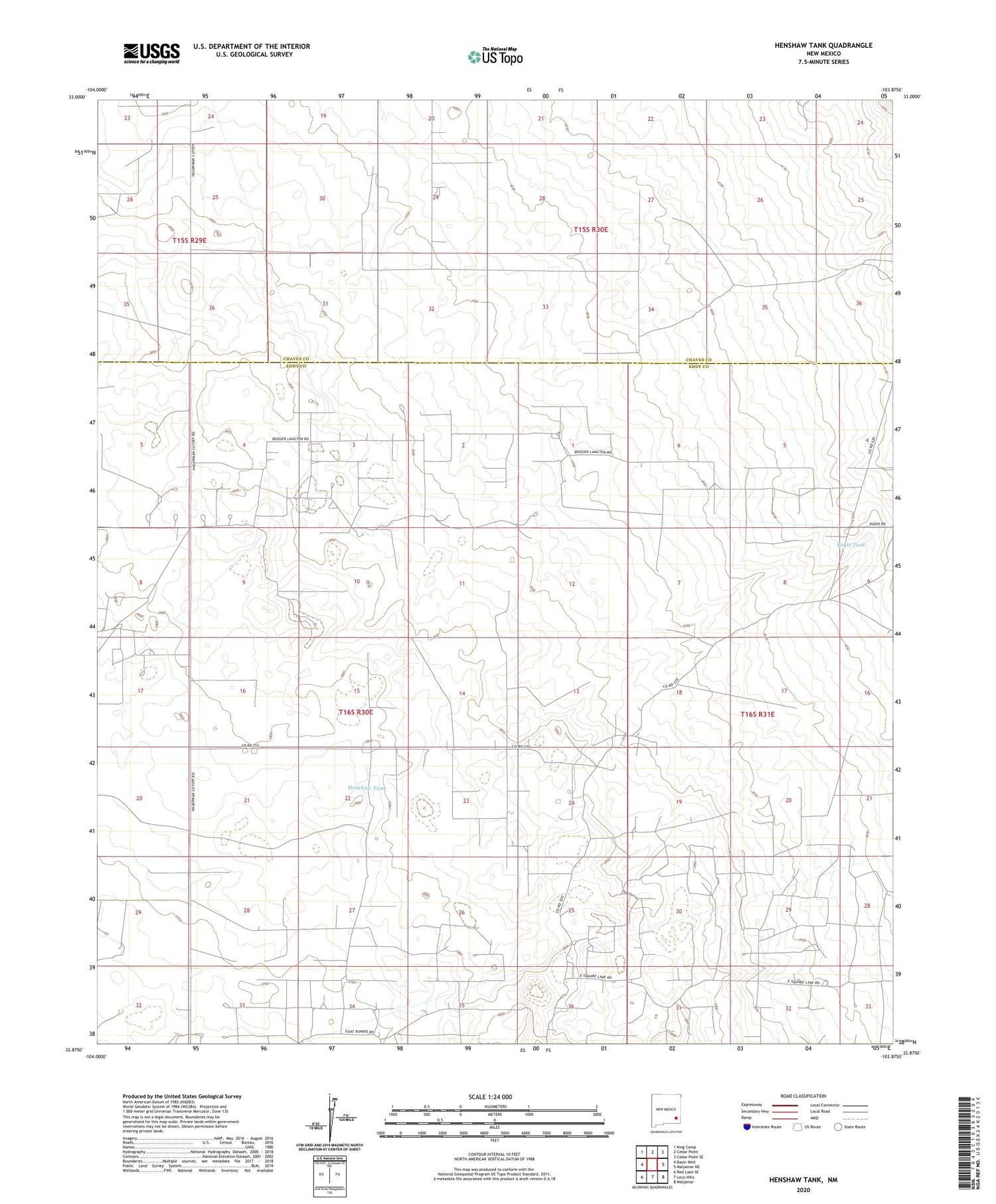 Henshaw Tank New Mexico US Topo Map Image