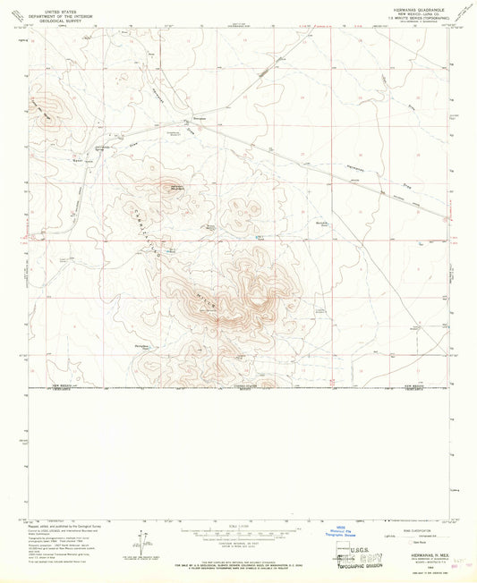 Classic USGS Hermanas New Mexico 7.5'x7.5' Topo Map Image
