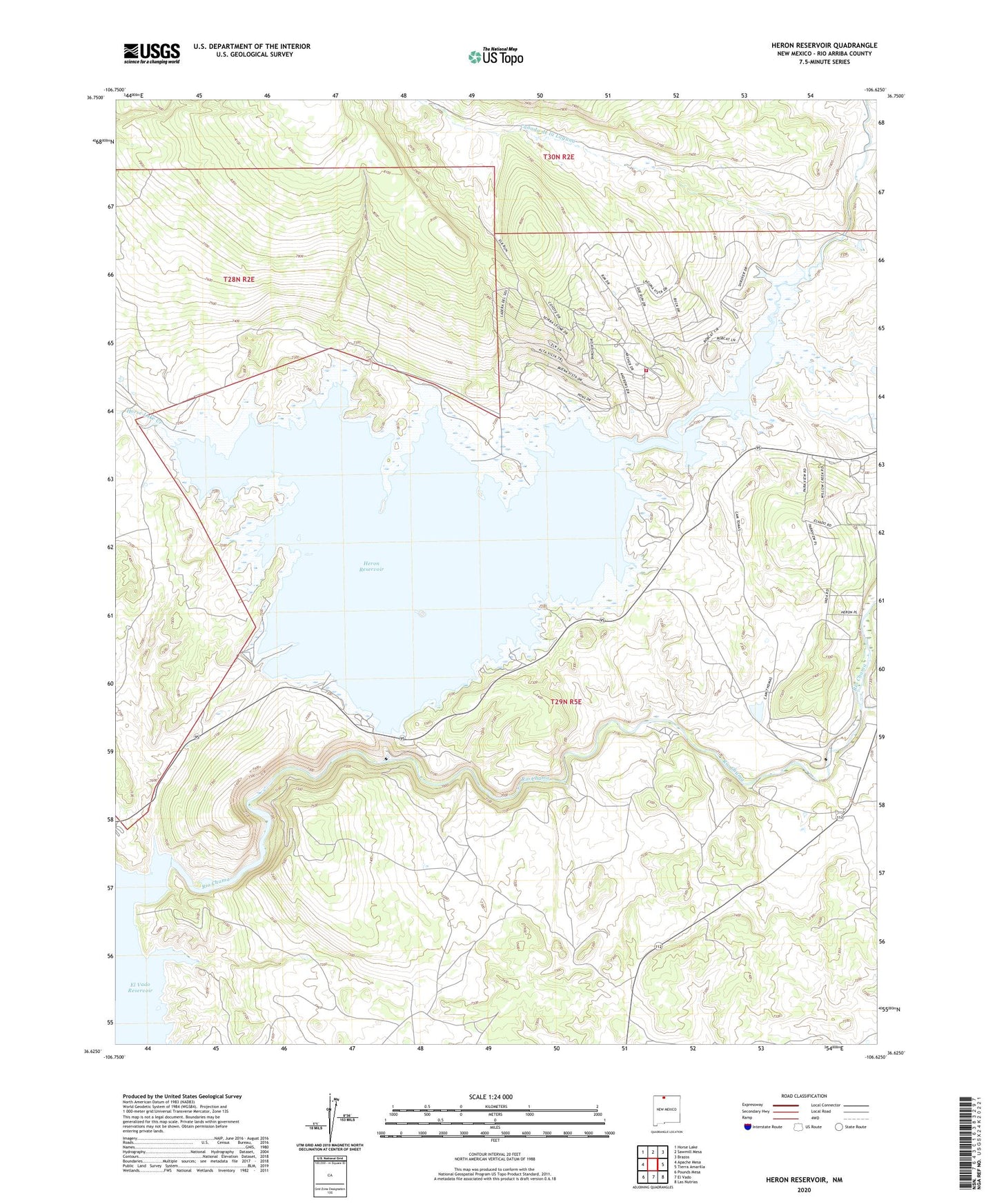Heron Reservoir New Mexico US Topo Map Image