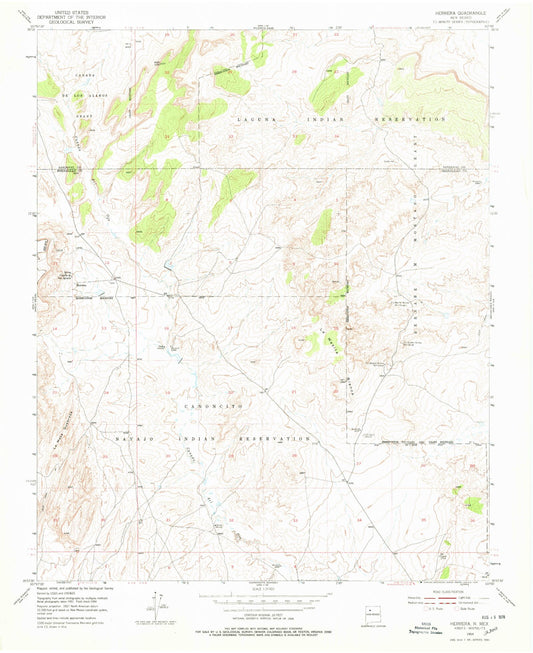 Classic USGS Herrera New Mexico 7.5'x7.5' Topo Map Image