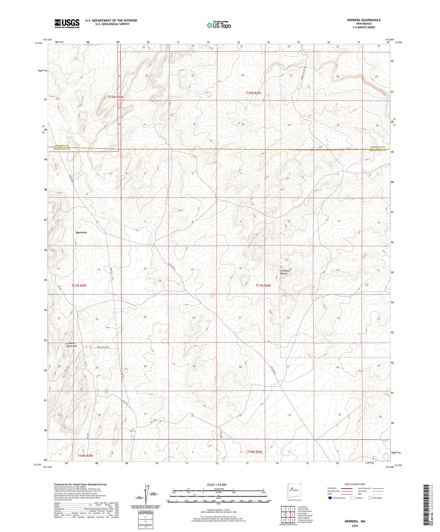 Herrera New Mexico US Topo Map Image