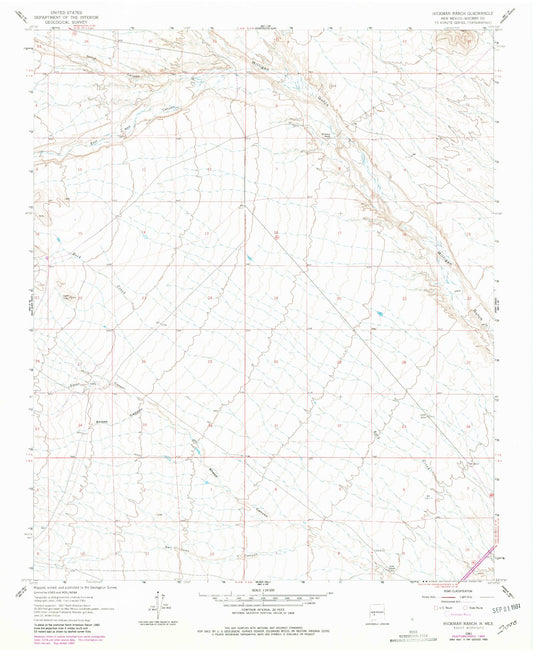 Classic USGS Hickman Ranch New Mexico 7.5'x7.5' Topo Map Image