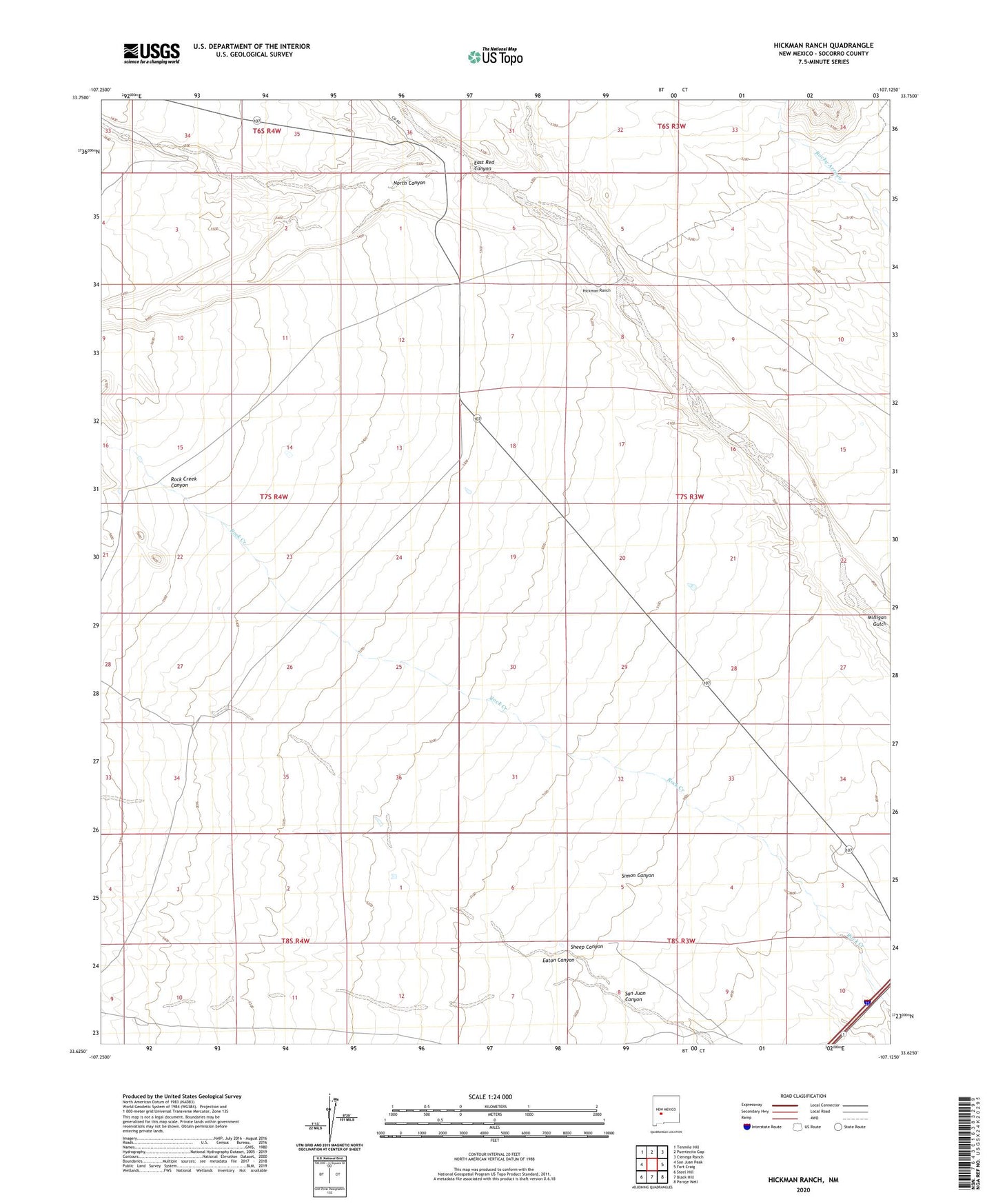 Hickman Ranch New Mexico US Topo Map Image