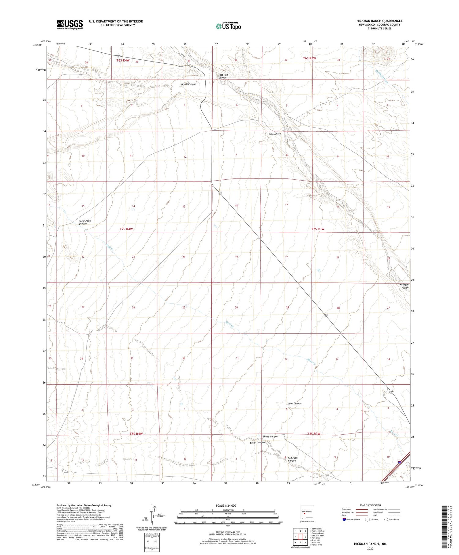 Hickman Ranch New Mexico US Topo Map Image