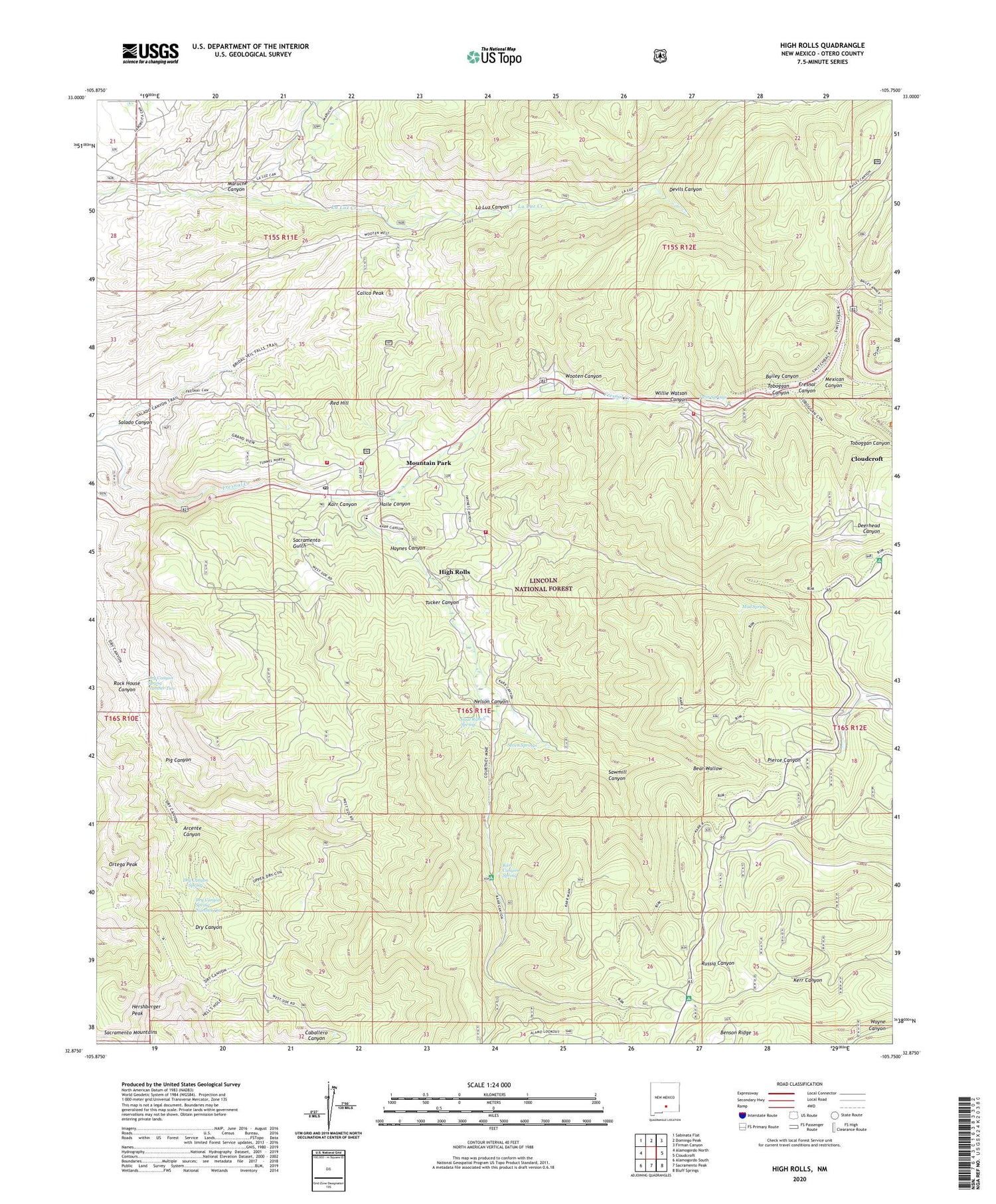 High Rolls New Mexico US Topo Map Image