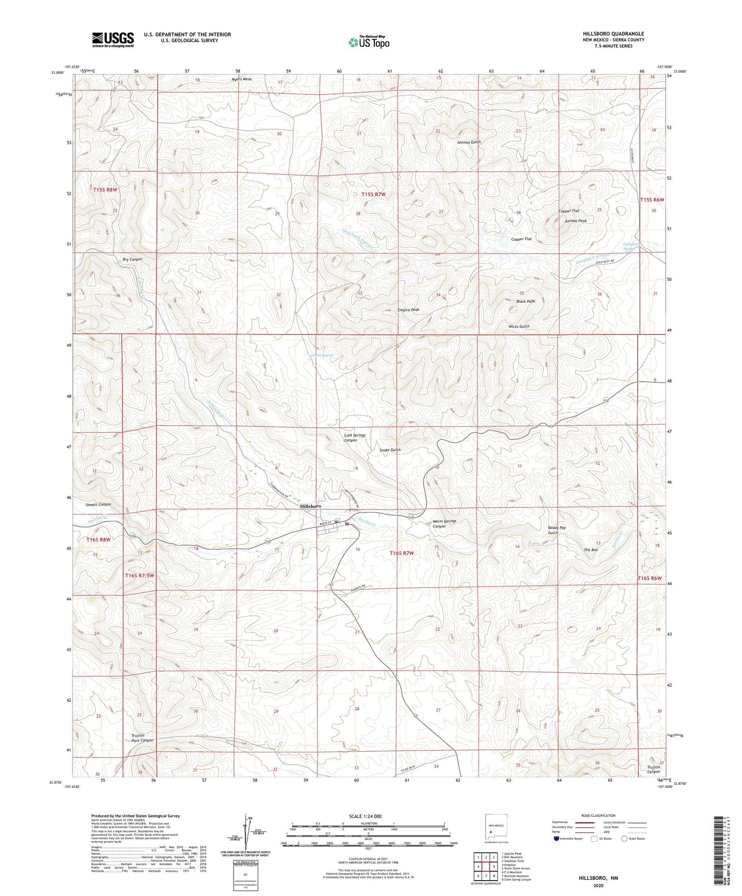 Hillsboro New Mexico US Topo Map Image