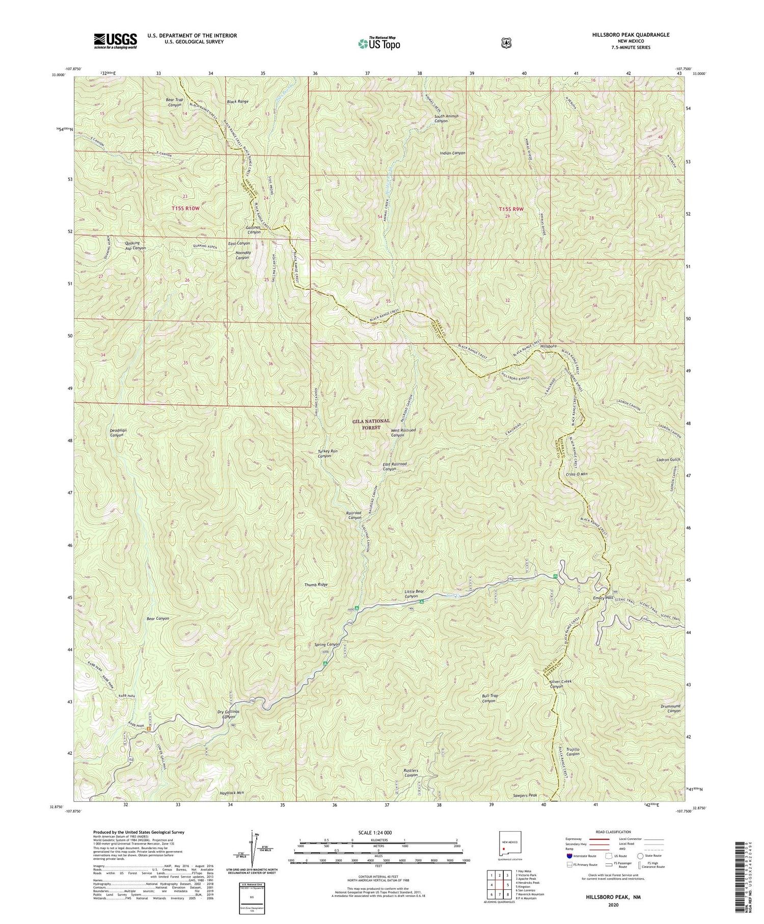Hillsboro Peak New Mexico US Topo Map Image
