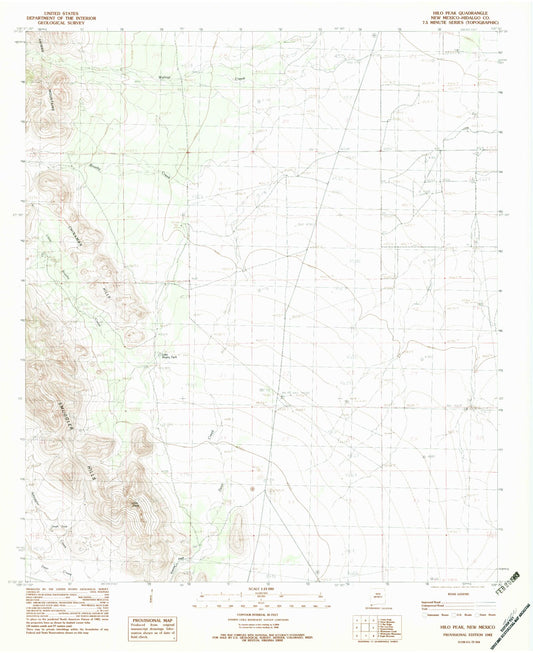 Classic USGS Hilo Peak New Mexico 7.5'x7.5' Topo Map Image